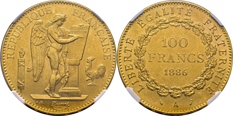 FRANCIA. III República francesa. 100 francos. 1886 A. F57.1. Algunas marquitas d...