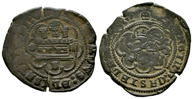 Catholic Kings (1474-1504). 4 maravedis. Burgos. (Cal-117). (Rs-10). Ae. 7,82 g....