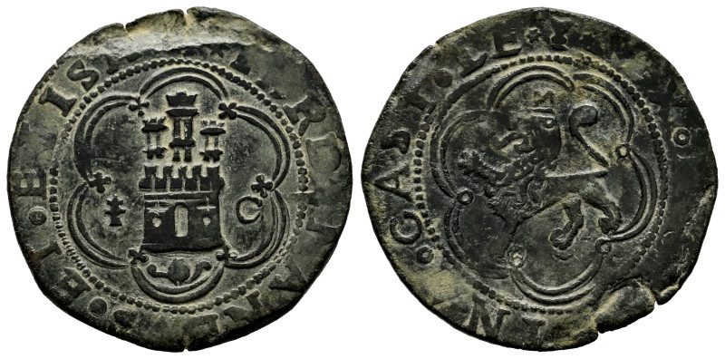 Catholic Kings (1474-1504). 4 maravedis. Cuenca. (Cal-135). (Rs-298). Ae. 8,42 g...