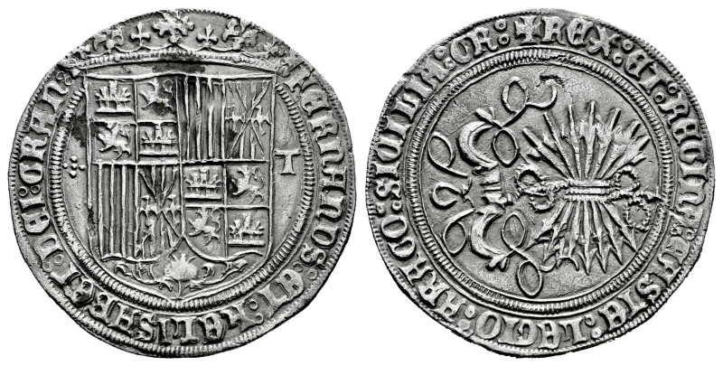 Catholic Kings (1474-1504). 1 real. Toledo. (Cal-465). Anv.: FERNANDVS : ET : hE...