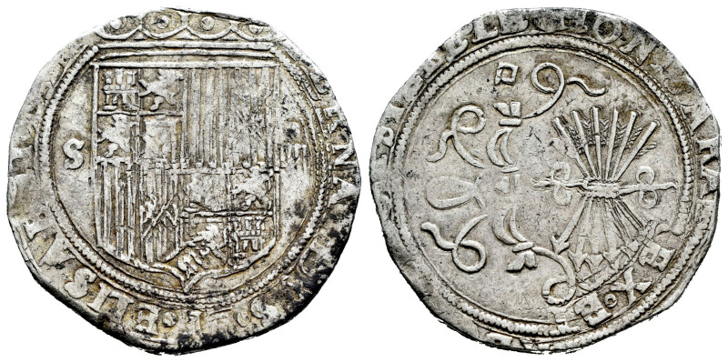 Catholic Kings (1474-1504). 4 reales. Sevilla. (Cal-564). Ag. 13,53 g. Shield be...