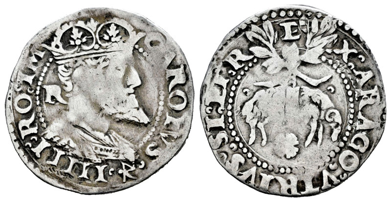 Charles I (1516-1556). Carlino. Sin fecha. Naples. R. (Tauler-224). (Vti-276). (...