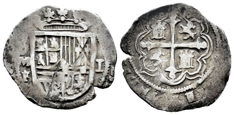 Philip II (1556-1598). 1 real. ND. Mexico. F/A. (Cal-231 var). Ag. 3,33 g. Recti...