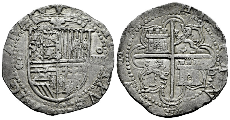 Philip II (1556-1598). 4 reales. ND. Sevilla. (Cal-573). Ag. 13,64 g. "Square d"...