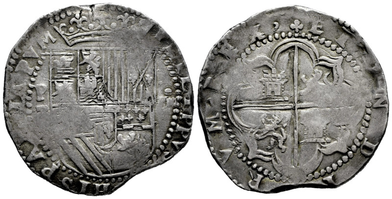 Philip II (1556-1598). 8 reales. ND (1578-1595). Potosi. B. (Cal-672). Ag. 27,23...