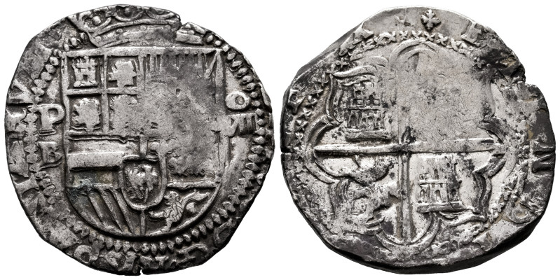 Philip II (1556-1598). 8 reales. ND (1578-1595). Potosi. B. (Cal-672 var). Ag. 2...