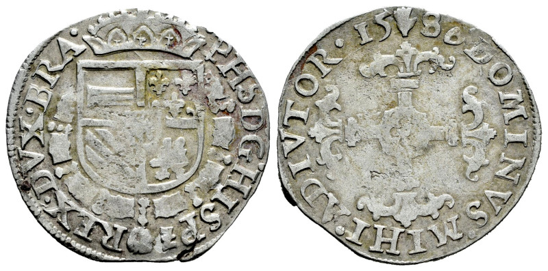 Philip II (1556-1598). 1/20 de escudo felipe. 1586. Antwerpen. (Tauler-783). (Va...