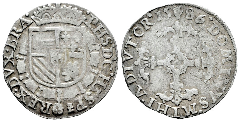 Philip II (1556-1598). 1/20 de escudo felipe. 1586. Antwerpen. (Tauler-783). (Va...