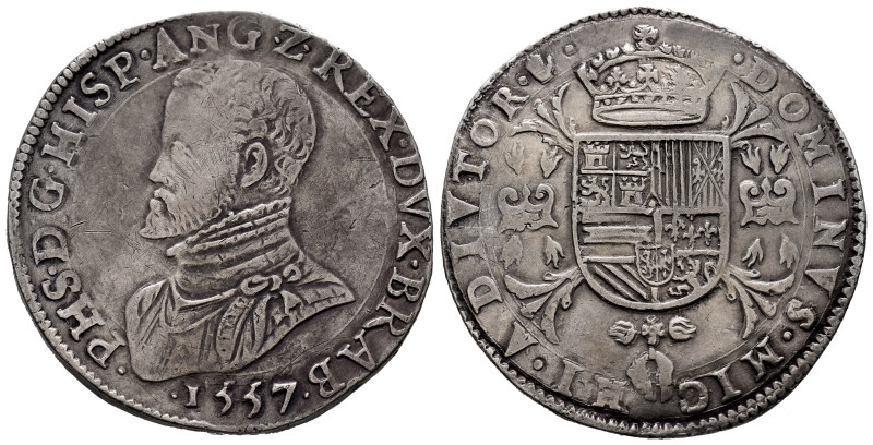 Philip II (1556-1598). 1 escudo felipe. 1557. Antwerpen. (Tauler-1121). (Vti-116...