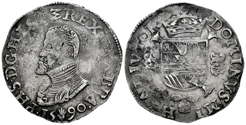 Philip II (1556-1598). 1 escudo felipe. 1590. Antwerpen. (Tauler-1143). (Vti-126...