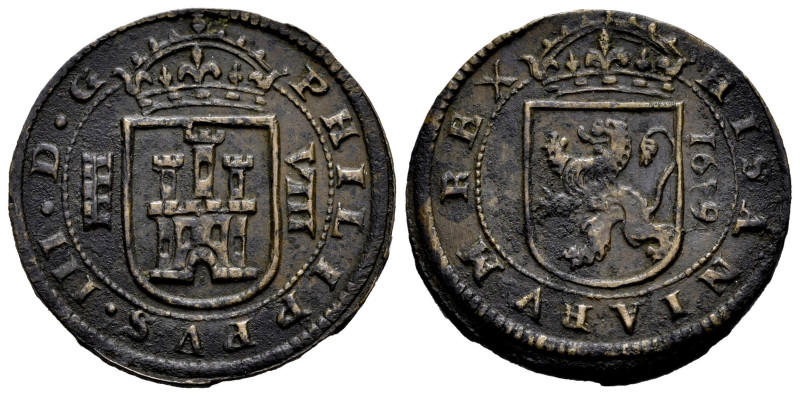 Philip III (1598-1621). 8 maravedis. 1619. Segovia. (Cal-339 var). (Jarabo-Sanah...