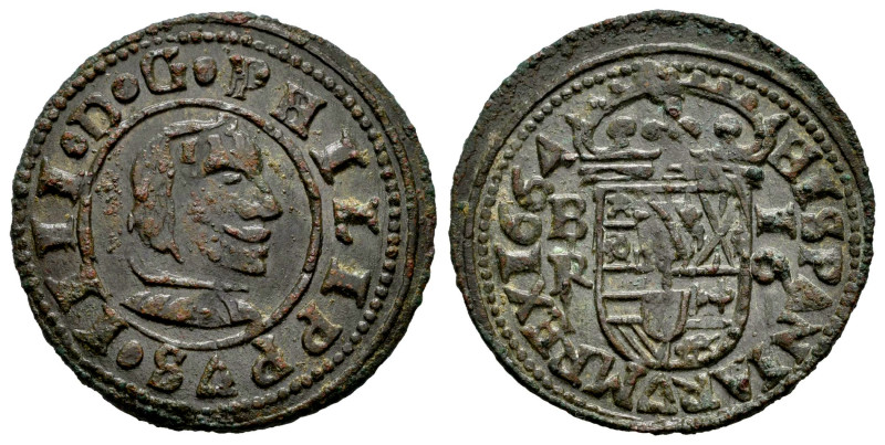 Philip IV (1621-1665). 16 maravedis. 1664. Burgos. R. (Cal-441). (Jarabo-Sanahuj...