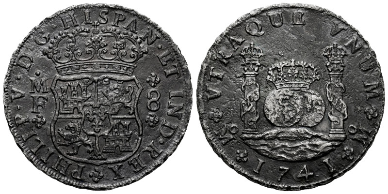 Philip V (1700-1746). 8 reales. 1741. Mexico. MF. (Cal-1458). Ag. 24,72 g. Heavy...