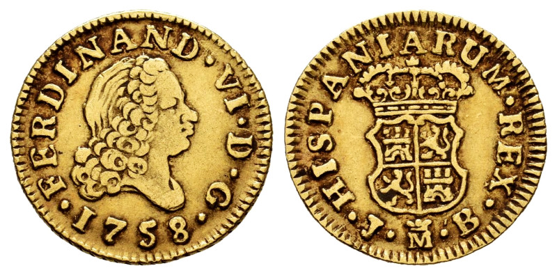 Ferdinand VI (1746-1759). 1/2 escudo. 1758. Madrid. JB. (Cal-564). Au. 1,79 g. A...