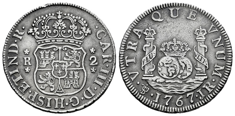 Charles III (1759-1788). 2 reales. 1767. Potosi. JR. (Cal-706). Ag. 6,63 g. Clea...