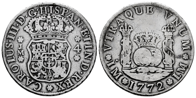 Charles III (1759-1788). 4 reales. 1772. Lima. JM. (Cal-830). Ag. 13,04 g. Remov...