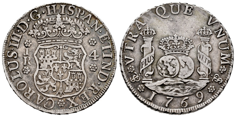 Charles III (1759-1788). 4 reales. 1769/8. Potosi. JR. (Cal-926 var.). Ag. 13,20...