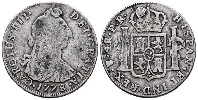 Charles III (1759-1788). 4 reales. 1778. Potosi. PR. (Cal-939). Ag. 13,00 g. Plu...