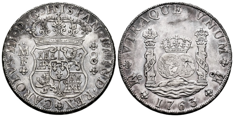 Charles III (1759-1788). 8 reales. 1763. Mexico. MF. (Cal-1086). Ag. 26,52 g. Pe...