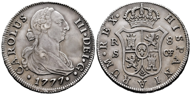 Charles III (1759-1788). 8 reales. 1777. Sevilla. CF. (Cal-1236). Ag. 27,19 g. S...