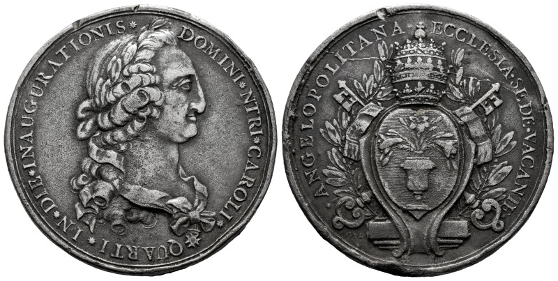 Charles IV (1788-1808). "Proclamation" medal. (1790). Puebla de los Ángeles (Méx...