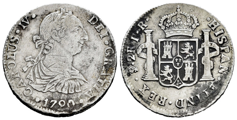 Charles IV (1788-1808). 2 reales. 1790. Potosi. PR. (Cal-654). Ag. 6,44 g. Bust ...