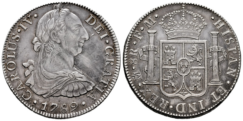 Charles IV (1788-1808). 8 reales. 1789. Mexico. FM. (Cal-950). Ag. 26,80 g. Bust...