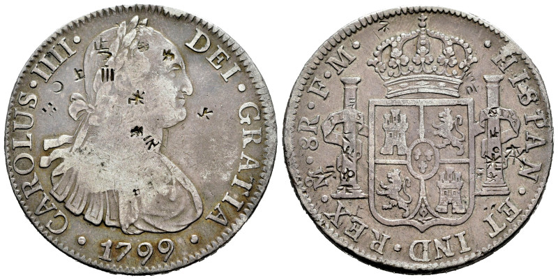 Charles IV (1788-1808). 8 reales. 1799. Mexico. FM. (Cal-963). Ag. 26,57 g. Chop...