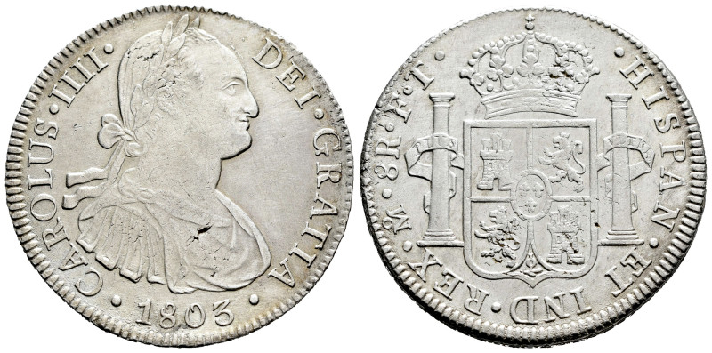 Charles IV (1788-1808). 8 reales. 1803. Mexico. FT. (Cal-977). Ag. 26,92 g. Clea...