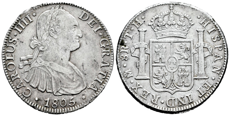 Charles IV (1788-1808). 8 reales. 1805. Mexico. TH. (Cal-983). Ag. 26,94 g. Choi...