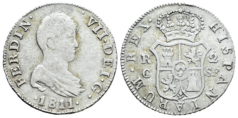 Ferdinand VII (1808-1833). 2 reales. 1811. Cataluña. SF. (Cal-765). Ag. 5,57 g. ...