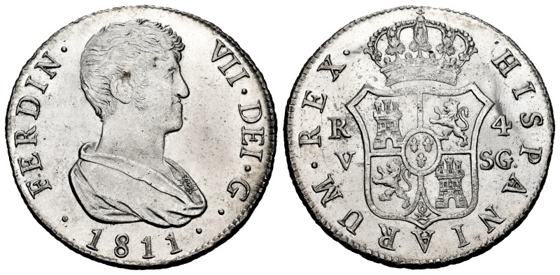 Ferdinand VII (1808-1833). 4 reales. 1811. Valencia. SG. (Cal-1144). Ag. 13,52 g...