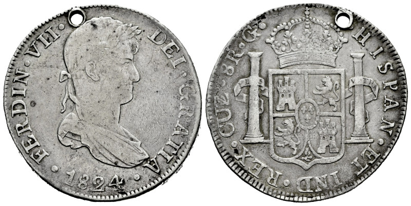 Ferdinand VII (1808-1833). 8 reales. 1824. Cuzco. G. (Cal-1180). Ag. 25,79 g. Ho...