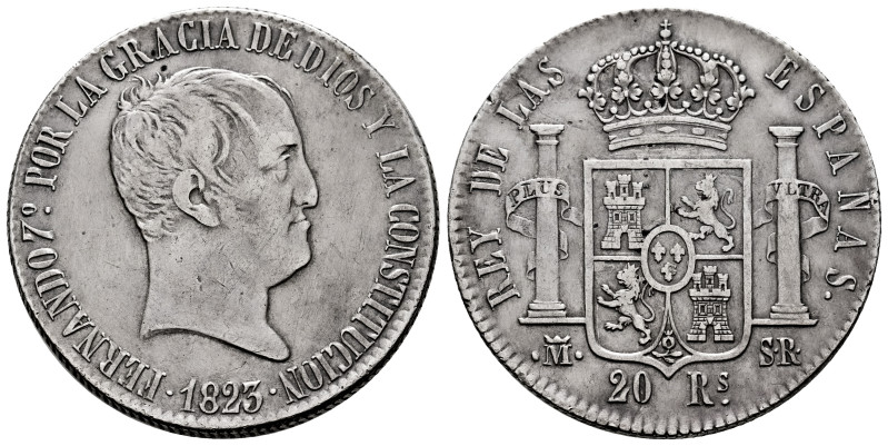 Ferdinand VII (1808-1833). 20 reales. 1823. Madrid. SR. (Cal-1283). Ag. 26,32 g....