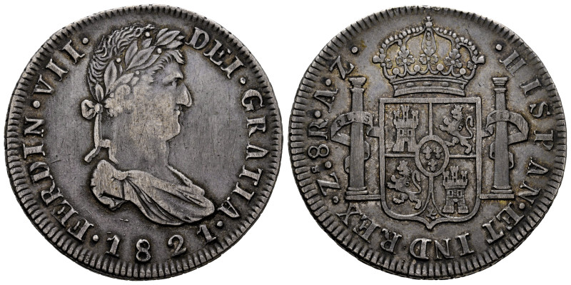 Ferdinand VII (1808-1833). 8 reales. 1821. Zacatecas. AZ. (Cal-1471). Ag. 26,91 ...