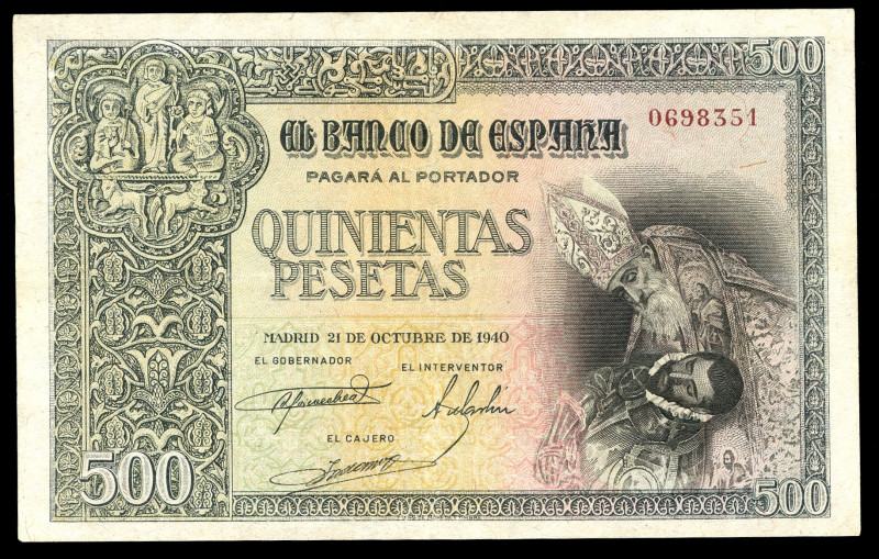 500 pesetas. 1940. Madrid. (Ed-444). October 21, The Burial of the Count of Orga...