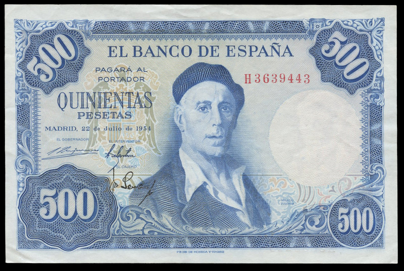 500 pesetas. 1954. Madrid. (Ed 2017-468b). July 22, Ignacio Zuloaga. Serie H. Be...