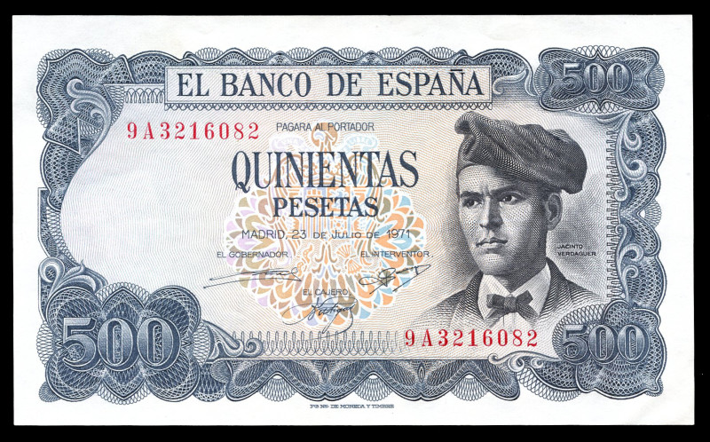 500 pesetas. 1971. Madrid. (Ed-473b). (Pick-153a). July 23, Jacinto Verdaguer. S...