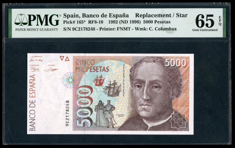 5000 pesetas. 1992. Madrid. (Ed-484b). (Pick-165). October 12, Christopher Colum...