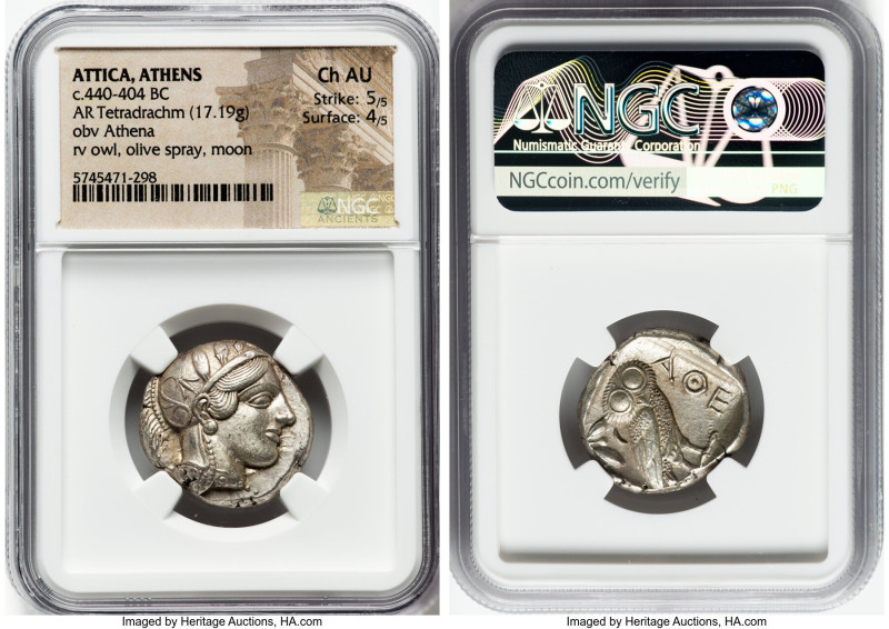 ATTICA. Athens. Ca. 440-404 BC. AR tetradrachm (23mm, 17.19 gm, 10h). NGC Choice...