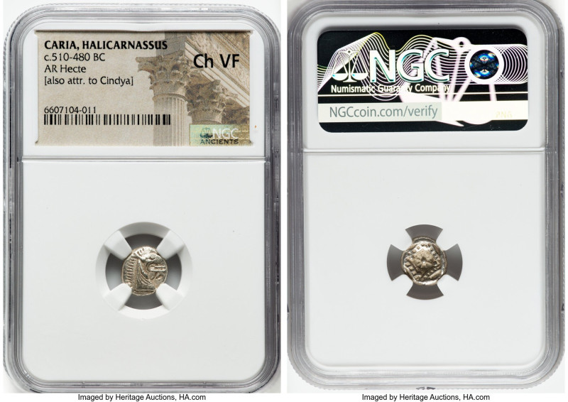 CARIA. Halicarnassus. Ca. 510-480 BC. AR hecte (12mm). NGC Choice VF. Head of ke...