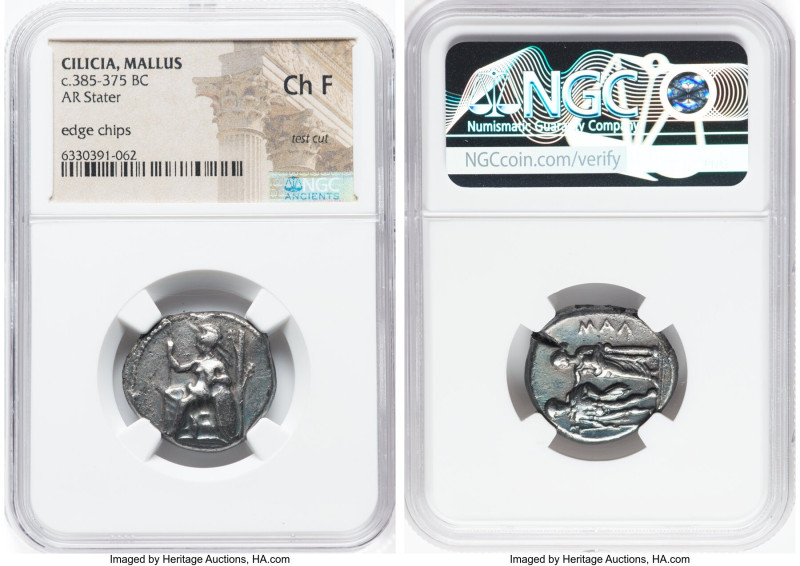 CILICIA. Mallus. Ca. 385-375 BC. AR stater (23mm, 9h). NGC Choice Fine, test cut...