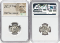 PARTHIAN KINGDOM. Osroes II (ca. AD 190-208). AR drachm (18mm, 12h). NGC Choice XF, graffito Ecbatana, ca. AD 190. Diademed and draped bust left, with...