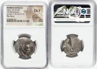 SYRIA. Antioch. Nero (AD 54-68). AR tetradrachm (25mm, 11h). NGC Choice Fine, graffito, flan flaws. Dated Caesarean Era Year 110 and Regnal Year 8 (AD...