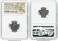 L. Calpurnius Piso Caesoninus and Q. Servilius Caepio (ca. 100 BC). AR denarius (19mm, 3.80 gm, 6h). NGC Choice VF 5/5 - 2/5, edge cuts. Rome. PISO-•-...