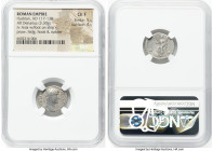 Hadrian (AD 117-138). AR denarius (17mm, 3.30 gm, 6h). NGC Choice Fine 5/5 - 4/5. Rome, AD 134-138. HADRIANVS-AVG COS III P P, laureate head of Hadria...