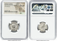 Julia Soaemias (AD 218-222). AR denarius (20mm, 1h). NGC Choice XF. Rome. IVLIA SOAEMIAS AVG, draped bust of Julia Soaemias right, seen from front, ha...