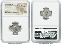 Severus Alexander, as Augustus (AD 222-235). AR denarius (19mm, 7h). NGC Choice AU. Rome, AD 231-235. IMP ALEXAN-DER PIVS AVG, laureate, draped, and c...