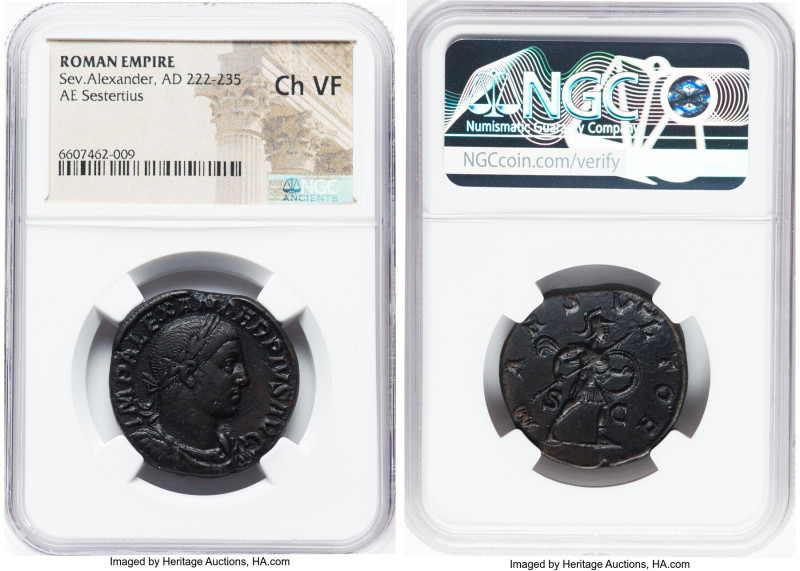 Severus Alexander (AD 222-235). AE sestertius (29mm, 12h). NGC Choice VF. Rome, ...