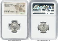 Maximinus I (AD 235-238). AR denarius (19mm, 11h). NGC Choice XF. Rome, AD 236-238. IMP MAXIMINVS PIVS AVG, laureate, draped, and cuirassed bust of Ma...